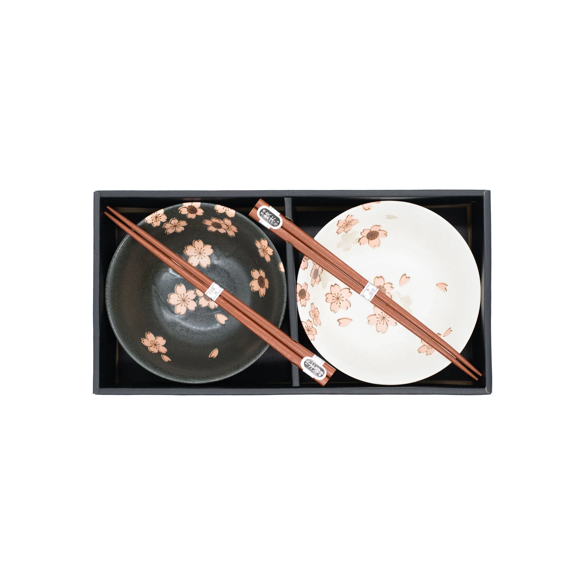 Sakura Cherry Blossom Bowls Gift Set - White & Black - Image 2